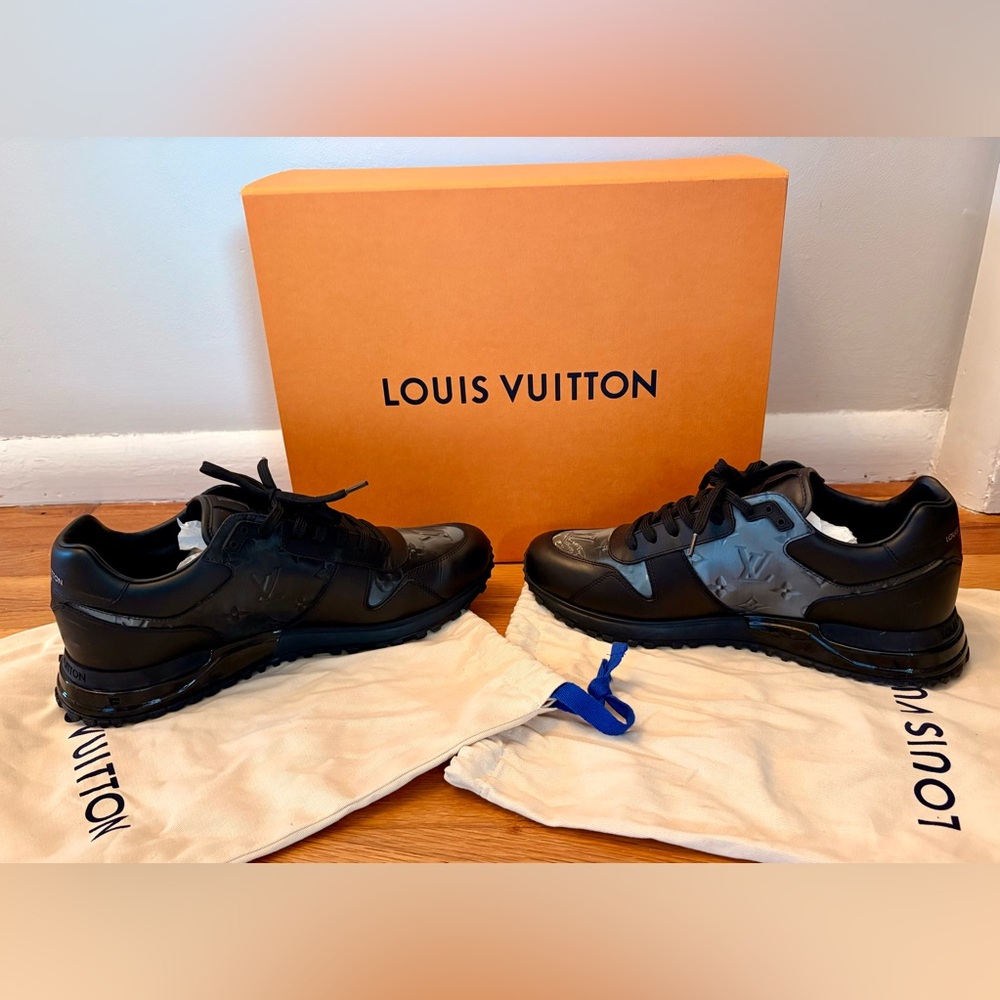 Louis Vuitton Run Awat Black Leather Sneakers